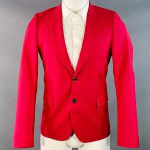 PAUL SMITH Red Black Wool Mohair Peak Lapel Sport Coat